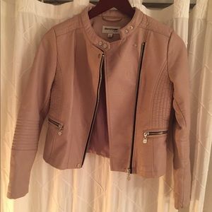 Pink leather biker jacket